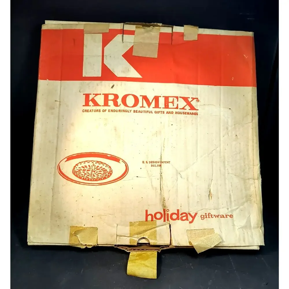 2064. Nearly New Vintage Kromex Round Chrome Serving Platter 12.75 Inches MCM